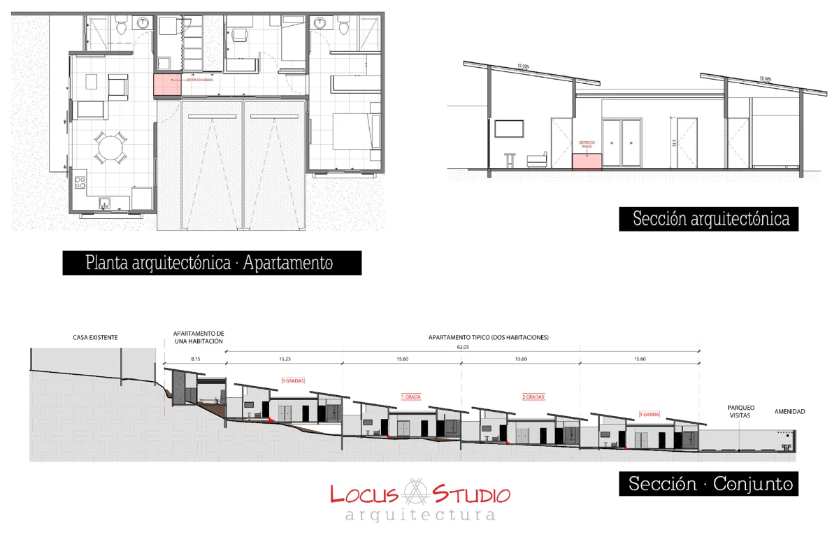 Apartamentos Desamp · Floor plan and sections