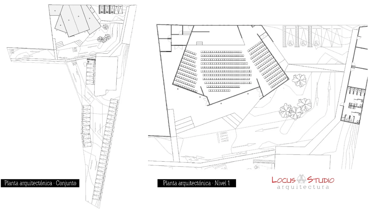 Auditorio M.A.S. · Site and auditorium plans
