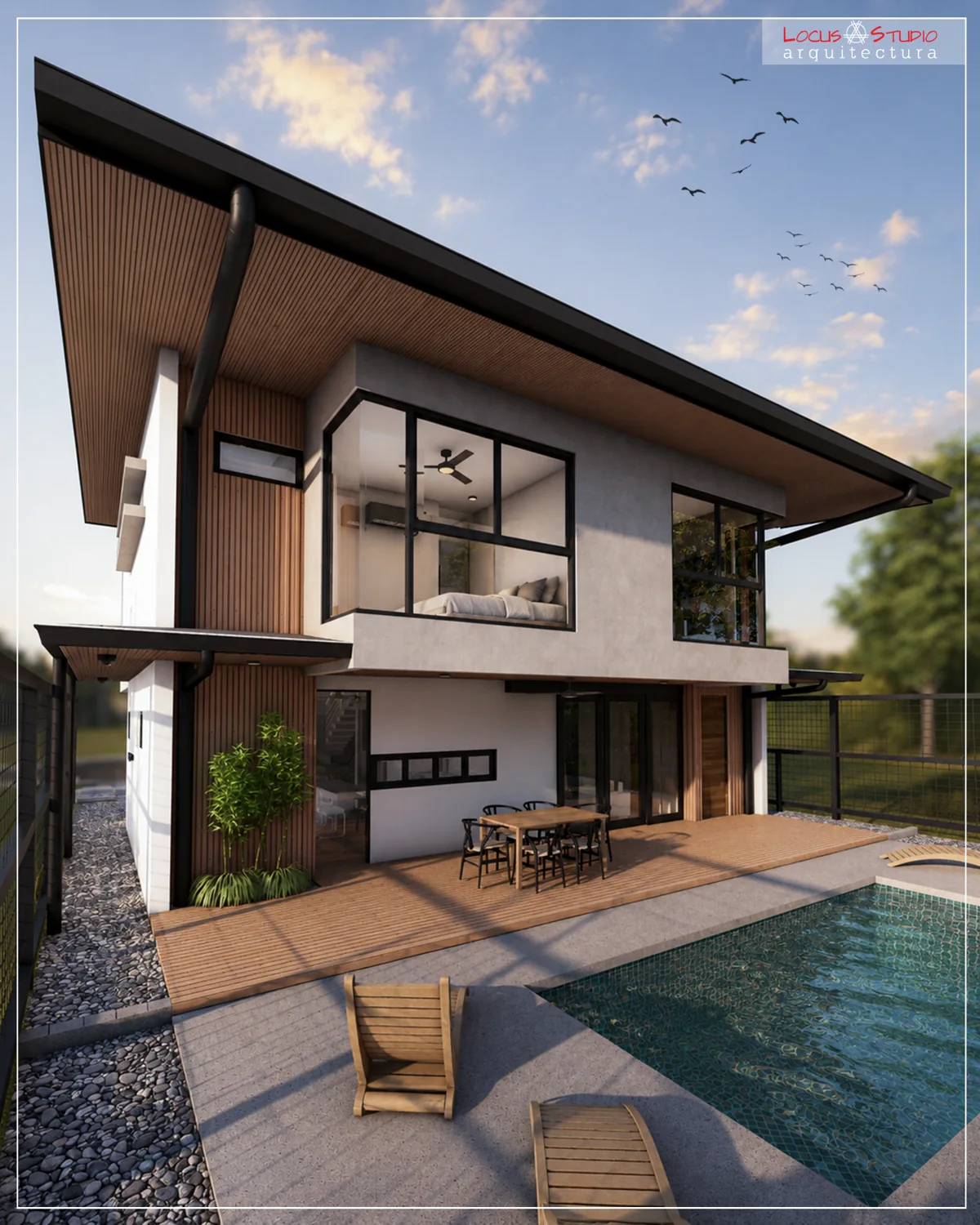 Casa AmarE · Rear elevation and pool
