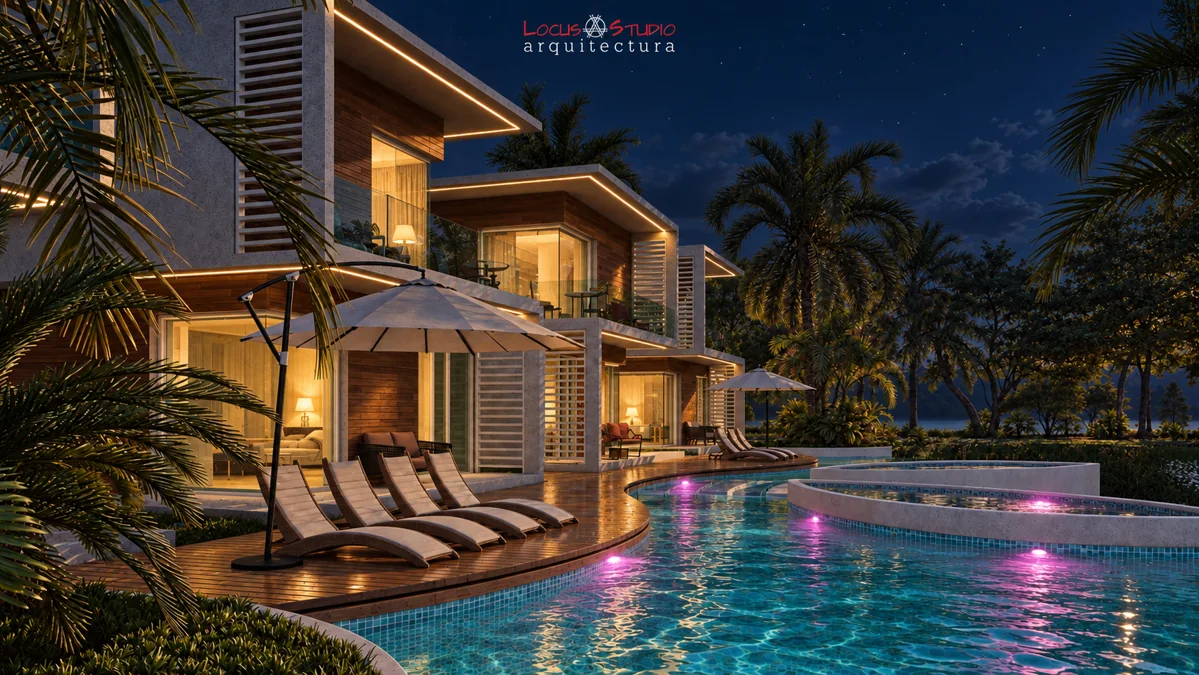 Hotel Veranera · Pool at night