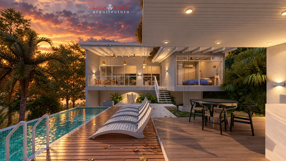 Villa AmarE · Terraza al atardecer